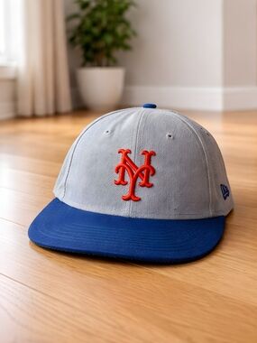 New Era Grey and Royal Blue New York Mets Cap with Orange Logo